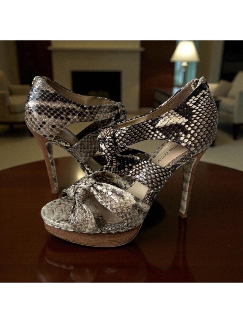 ALEXANDRE BIRMAN Snake Print Leather Heels Size 8